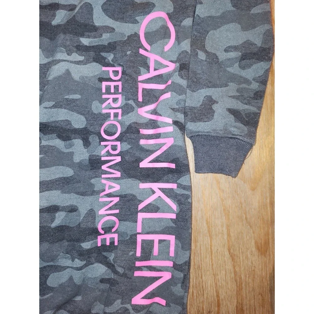 Calvin Klein Performance Girls Camo Hooded Sweatshirt Dress Size L 12/14 Pink...